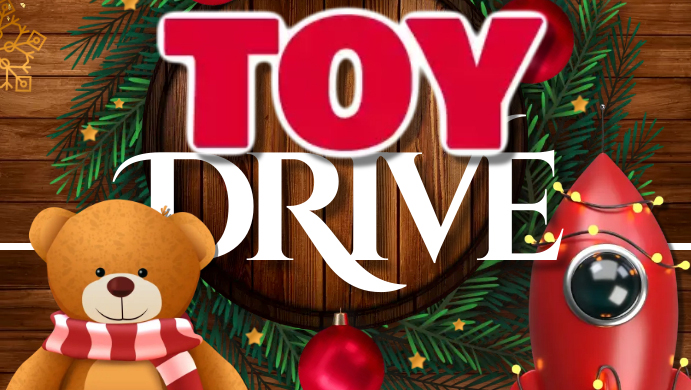  Annual ToyDrive text with image of Teddy bear and Toy Rocket ship